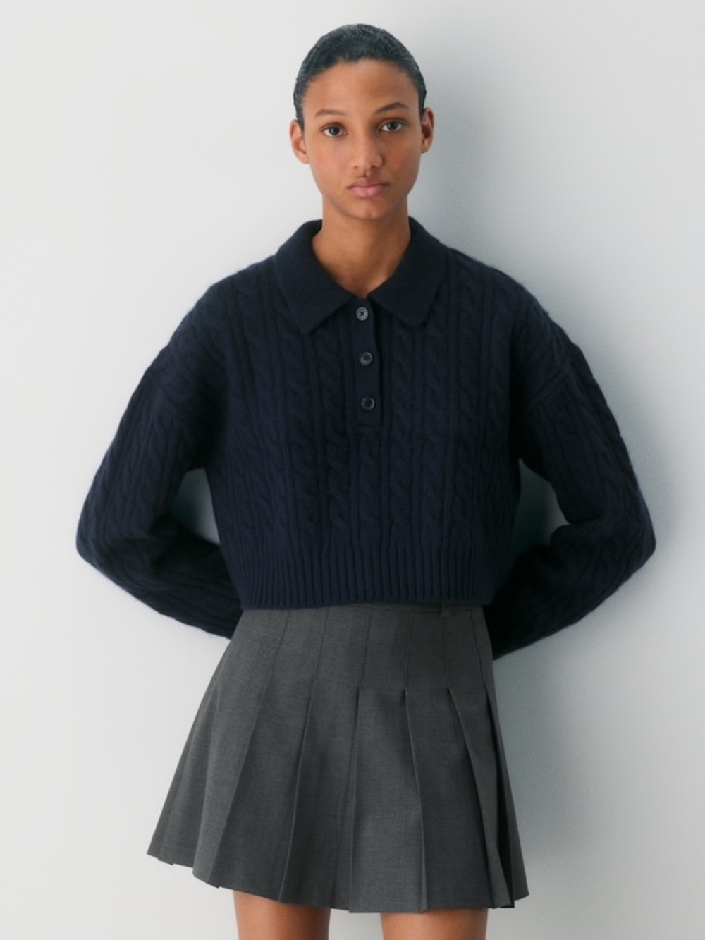 Aritzia Rosebud Polo Sweater, Admiral, XS